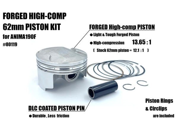 Forged Piston Kit, High-Comp190F - Standard150F