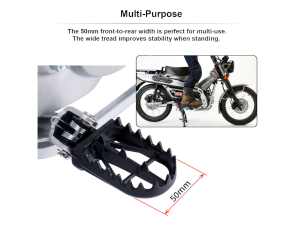 50mm Wide footpegs for Yamaha YZ65-YZ250 YZ250F-YZ450F WR250F-WR450F